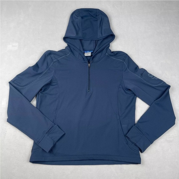 Title Nine Hoodie Blue 1/2 Zip Pocket Running Sz. M - Picture 1 of 12